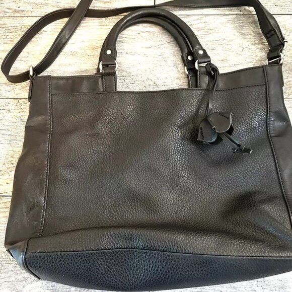 FOSSIL Relic Black Leather Crossbody Shoulder Bag Purse CLEAN app 16X10" - Picture 6 of 6